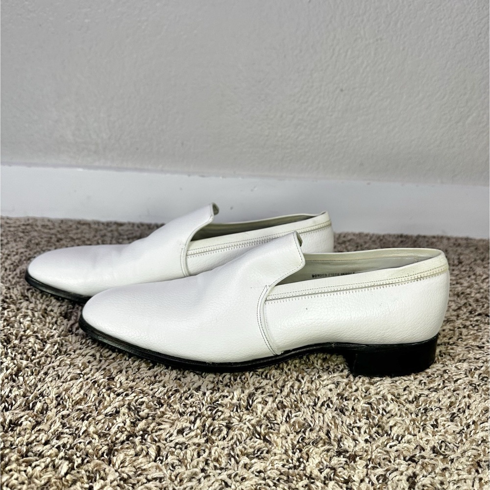Vtg Ross Sutherland Bostonian White Leather Loafers Shoes Men's Size 10.5